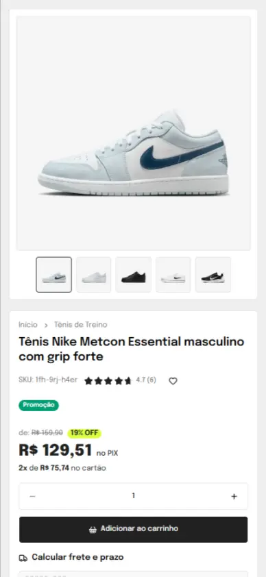 Vitrine de e-commerce com seleção de produtos (1/3)